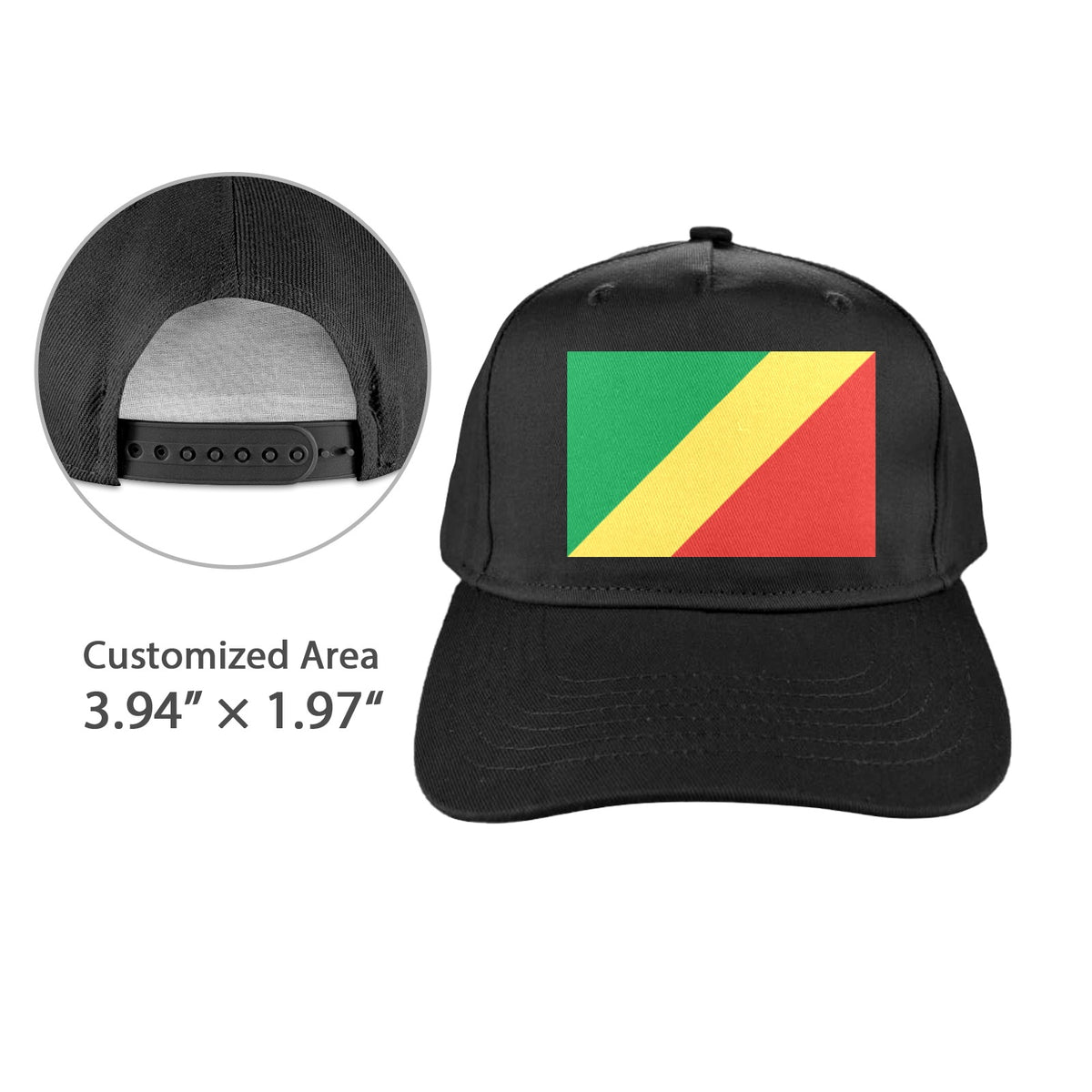 Republic of the Congo Flag Inspired Baseball Cap | Printed in the  USA