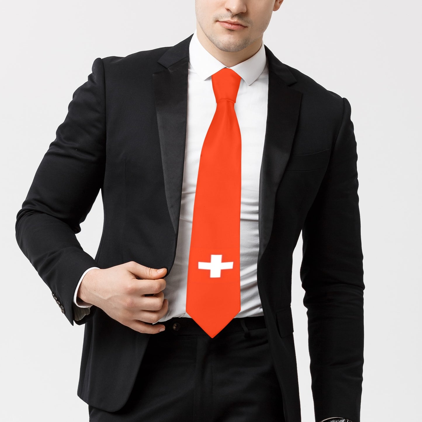 Switzerland Flag Inspired Classic Necktie (Two Sides)