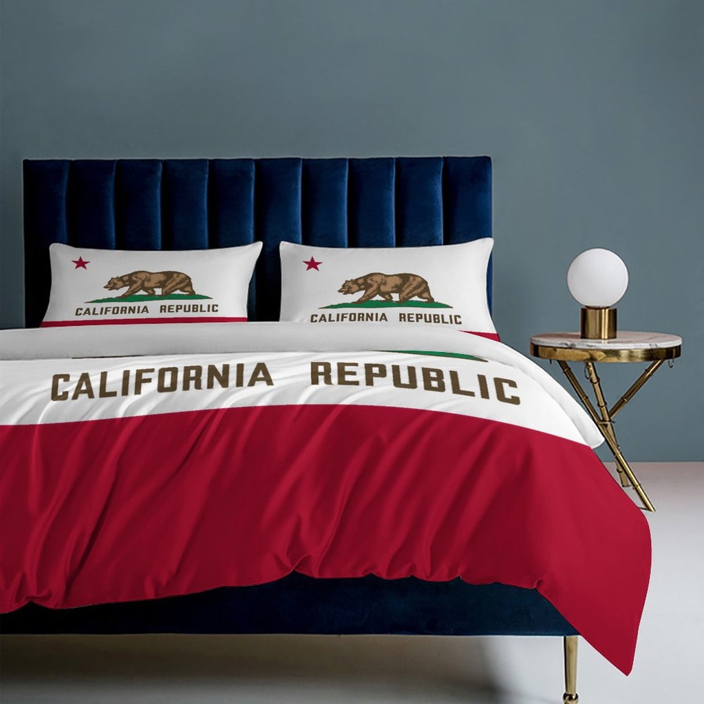 California Flag Inspired 3-Piece Bedding Set (1 Duvet Cover + 2 Pillow Shams) – 102"×90"