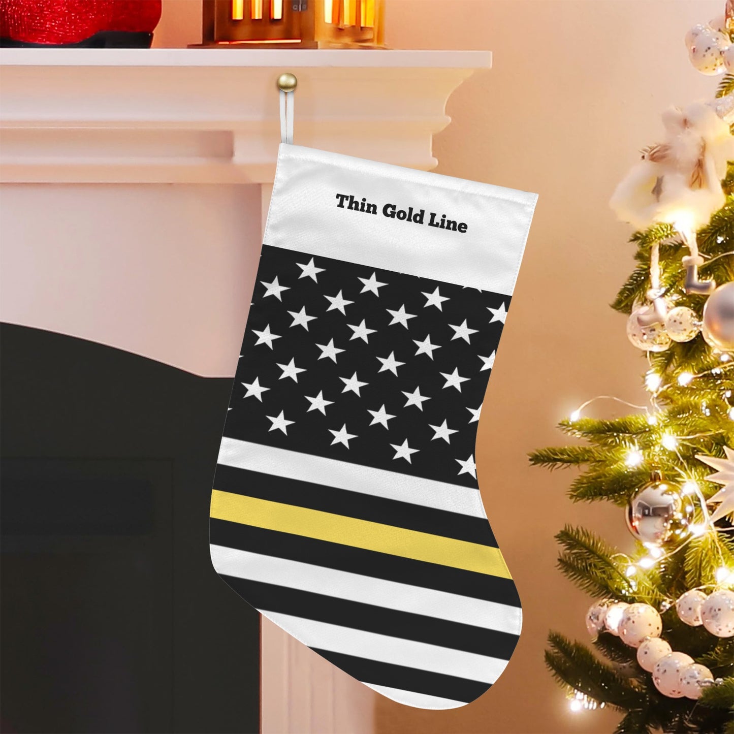 Thin Gold Line Flag Christmas Stocking(Made in USA)