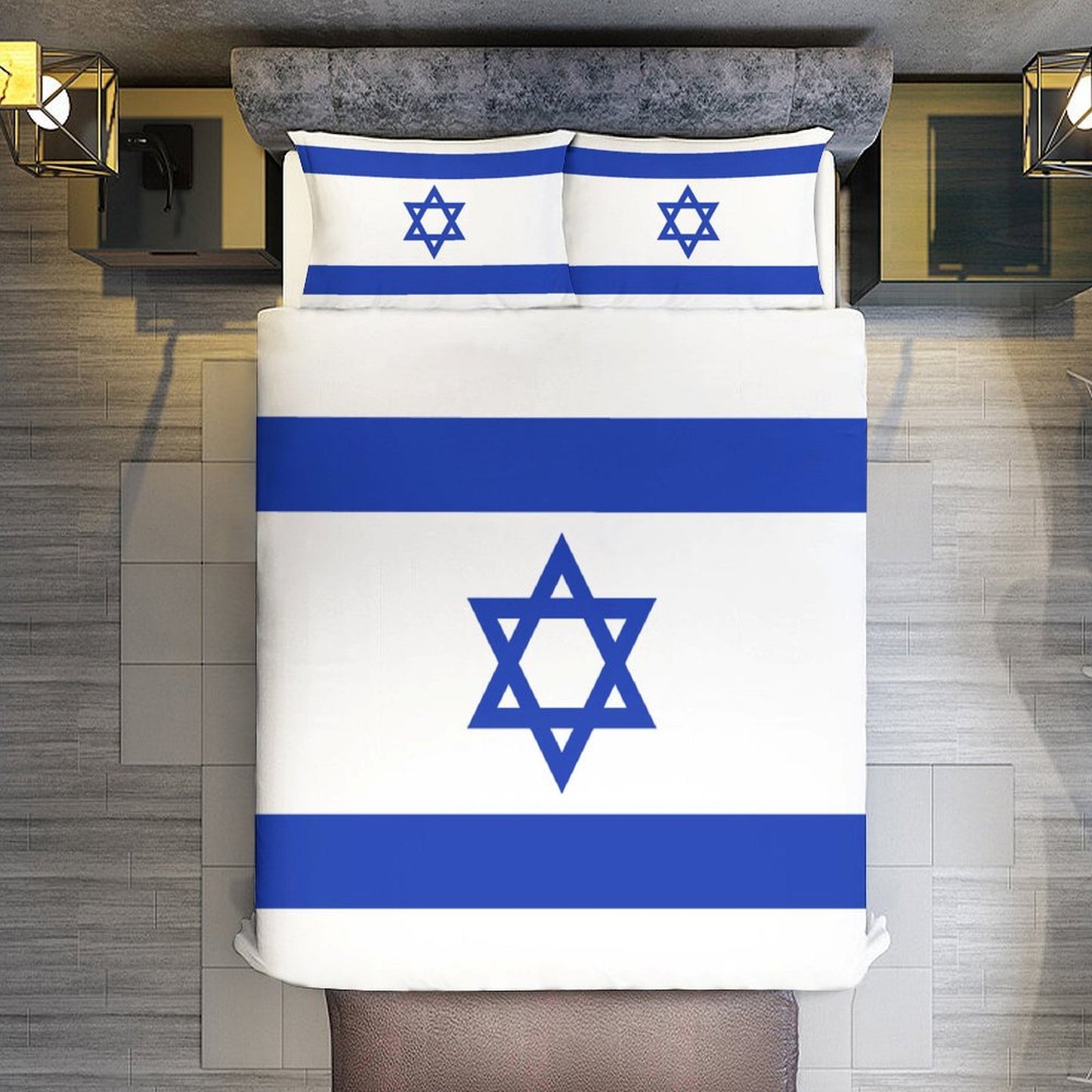Israel Flag Inspired 3-Piece Bedding Set (1 Duvet Cover + 2 Pillow Shams) – 102"×90"