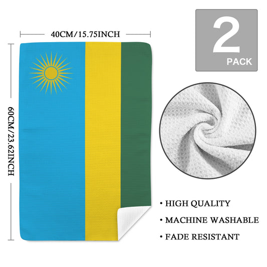 Rwanda Flag Inspired Kitchen Towel 40X60cm (Pack of 2) | Printed In the USA