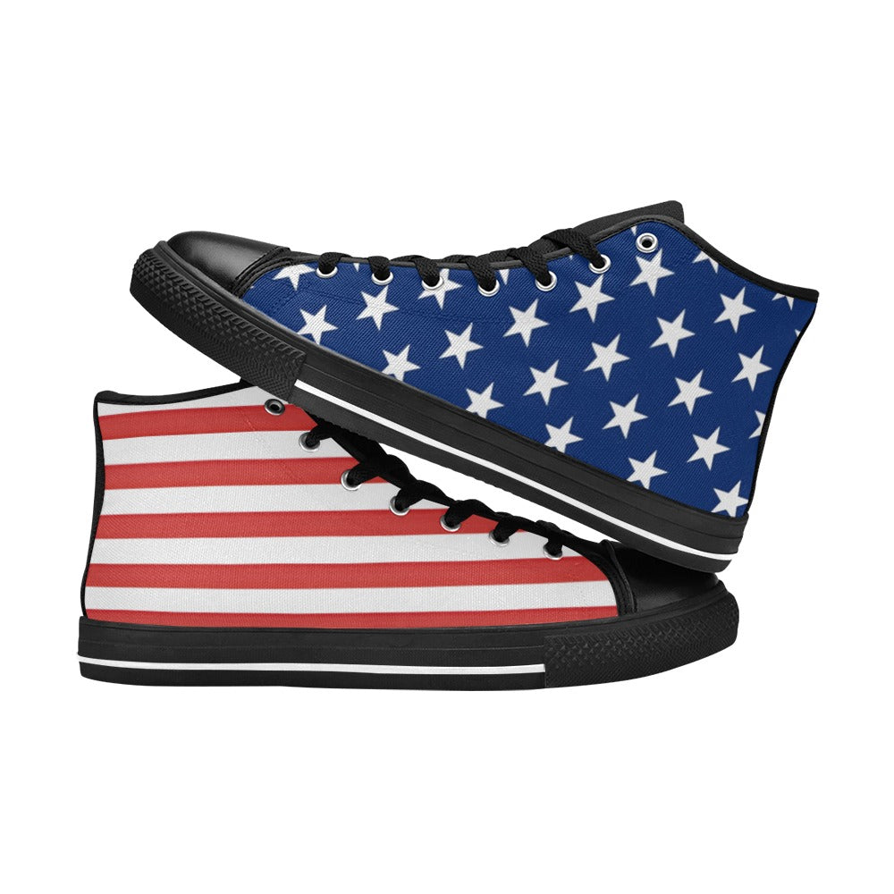 USA/American Flag Inspired Kid's High Top Canvas Shoes