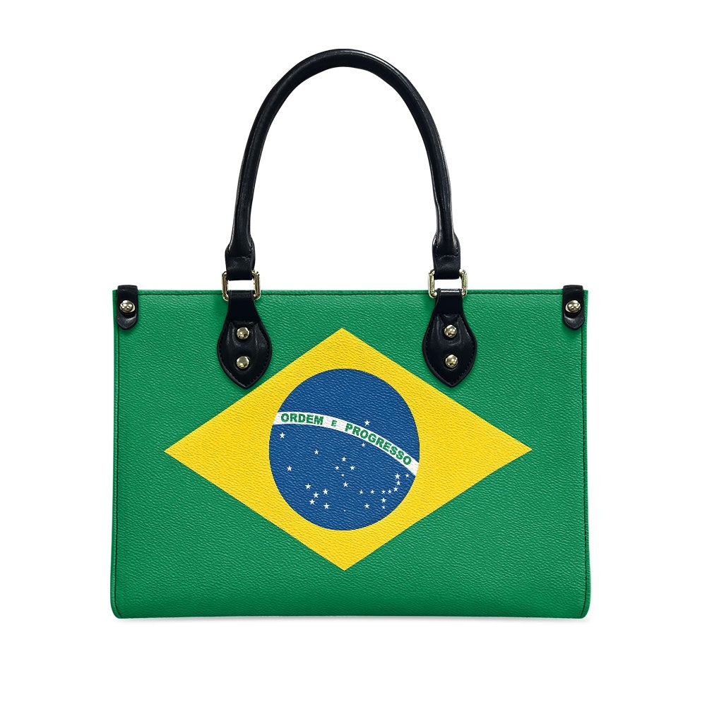 Brazil Flag Inspired PU Leather Handbag for Women – Stylish Shoulder Bag with Large Capacity and Elegant Design - Luv My Flag