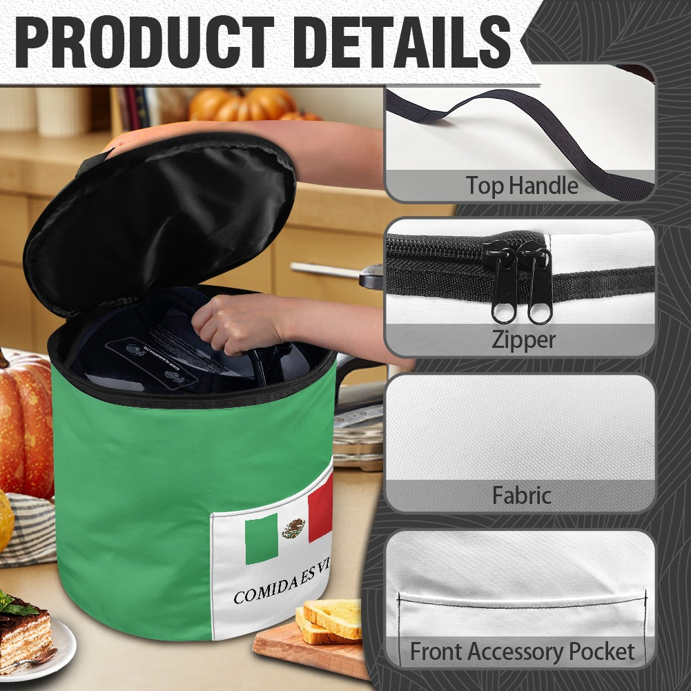 Mexico Flag Inspired "COMIDA ES VIDA" Electric Pressure Cooker Insulation Bag