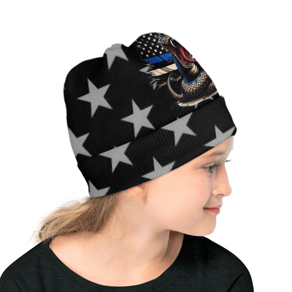 Thin Blue Line Flag Inspired Snake Kids' Beanies