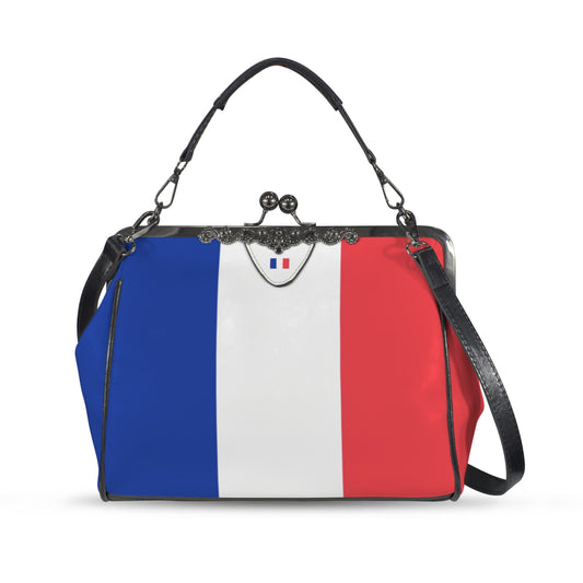 France Flag Inspired Kisslock Crossbody Shoulder Bag