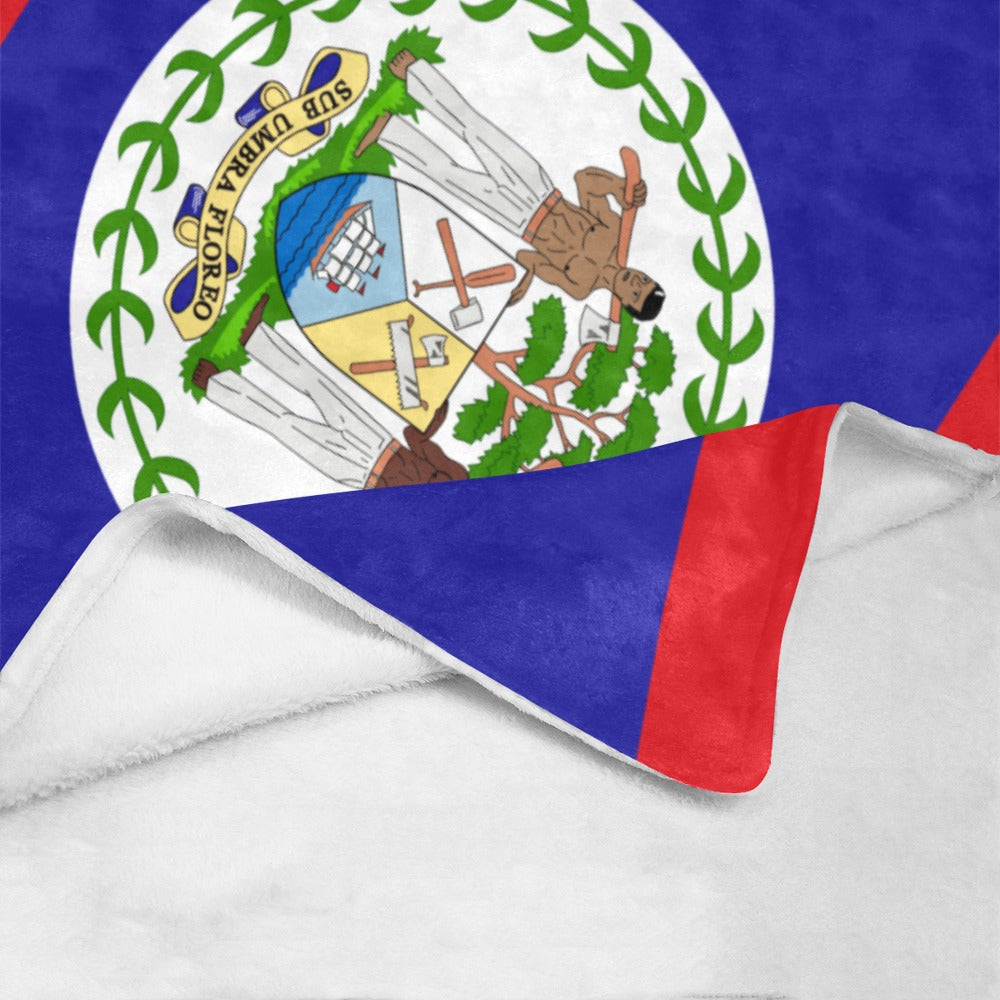 Cozy blanket displaying Belize flag by Luv My Flag.