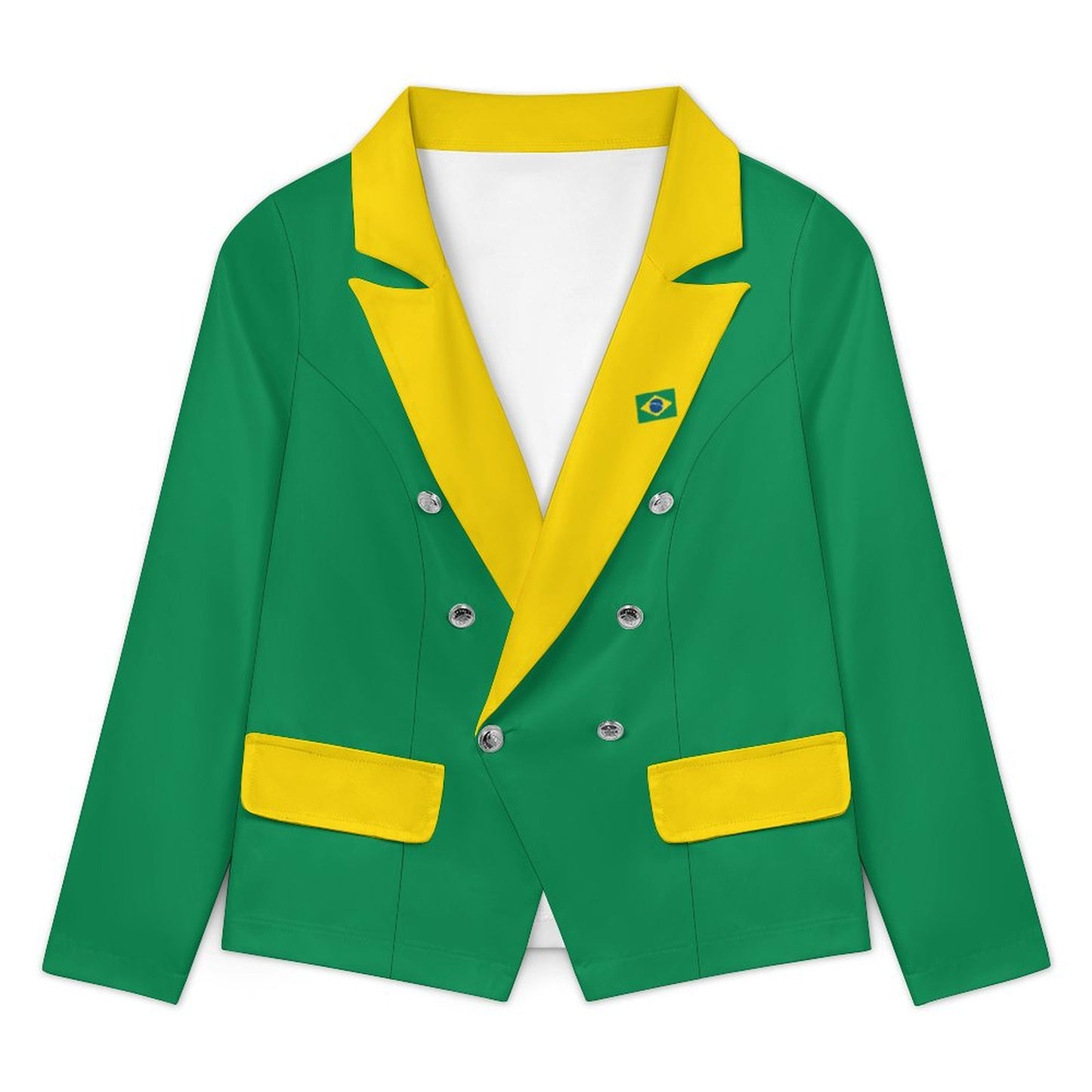Brazil Flag Inspired Women’s Double Breasted Blazer