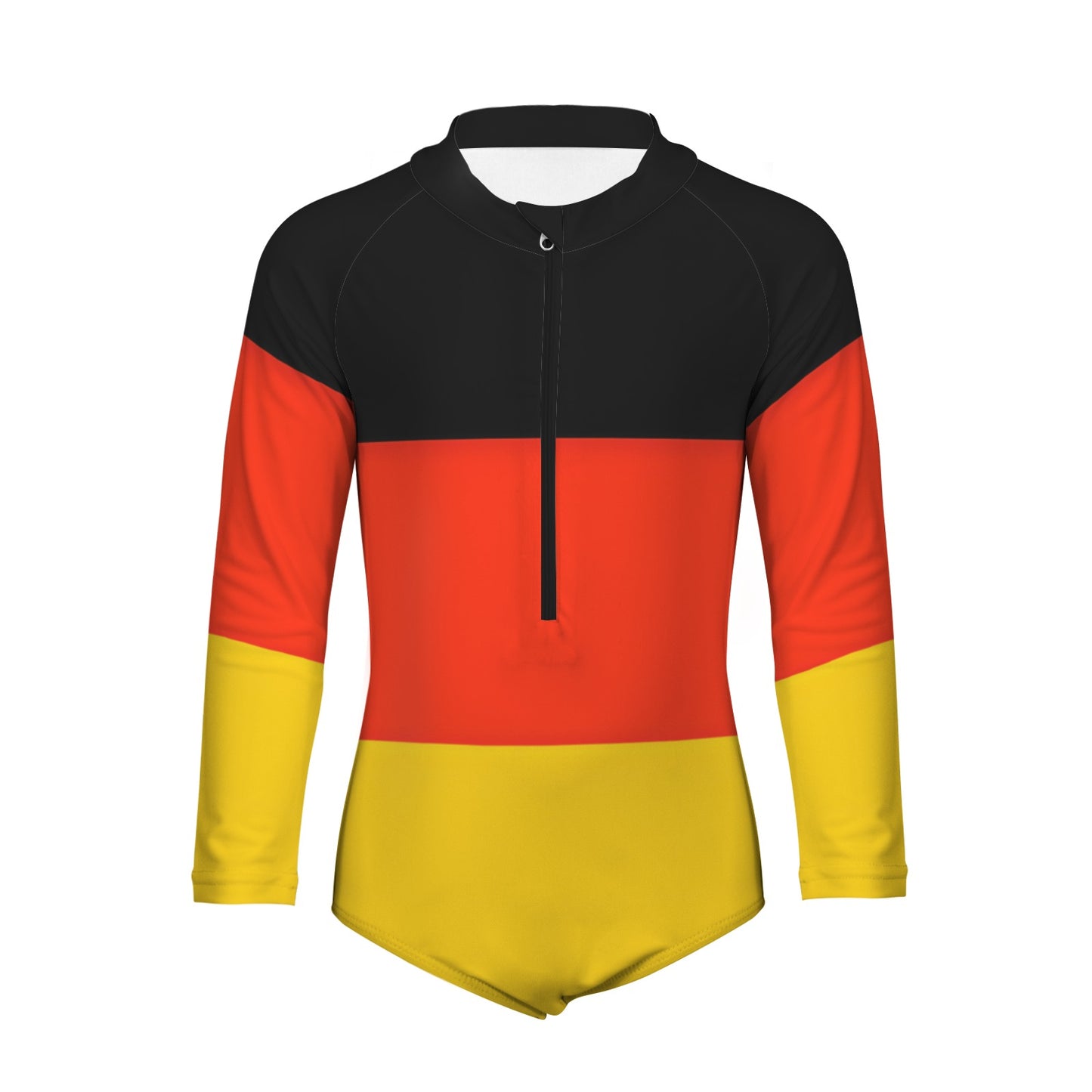 Germany Flag Inspired Big Girls' Long Sleeve One-Piece Swimsuit