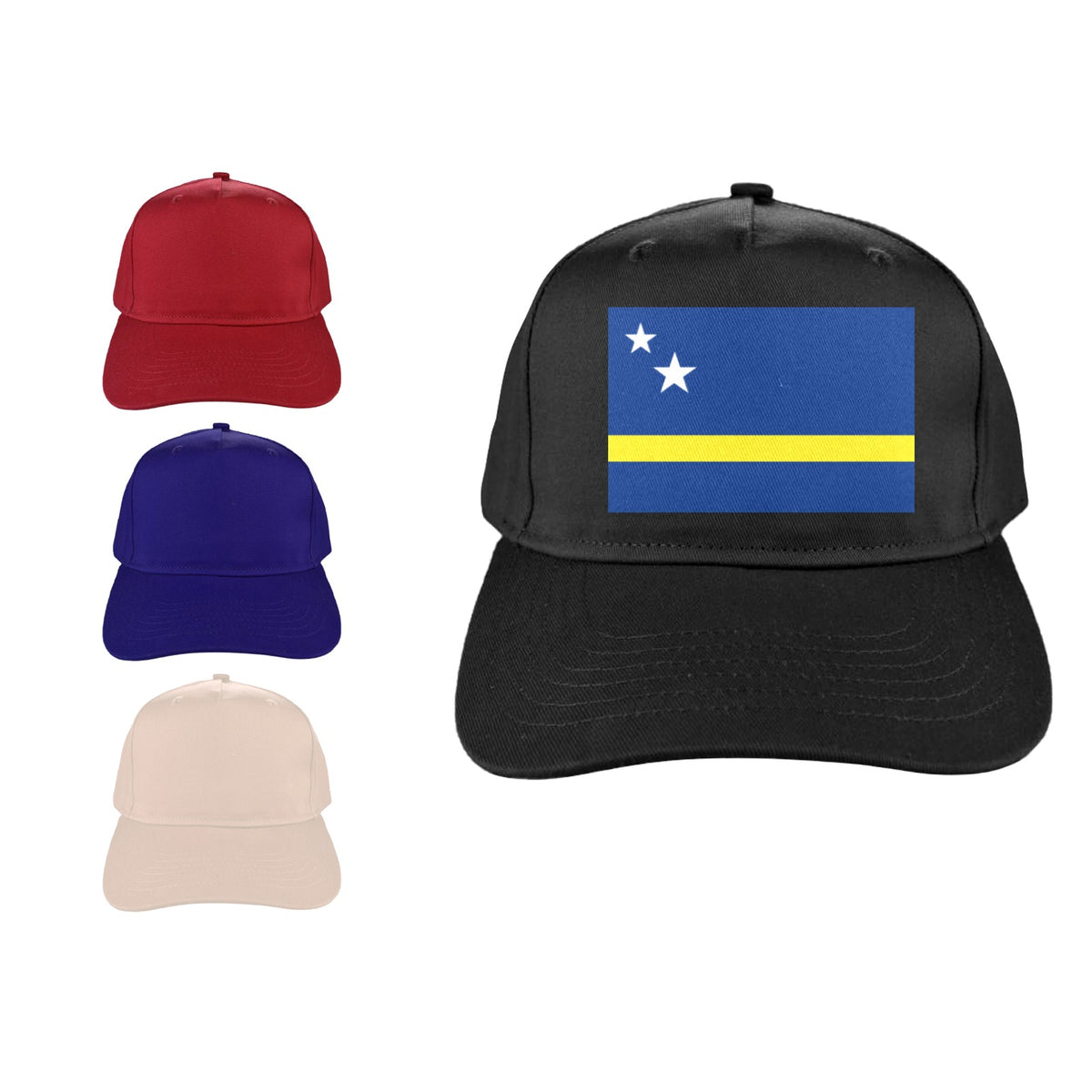 Curacao Flag Inspired Baseball Cap | Printed in the  USA