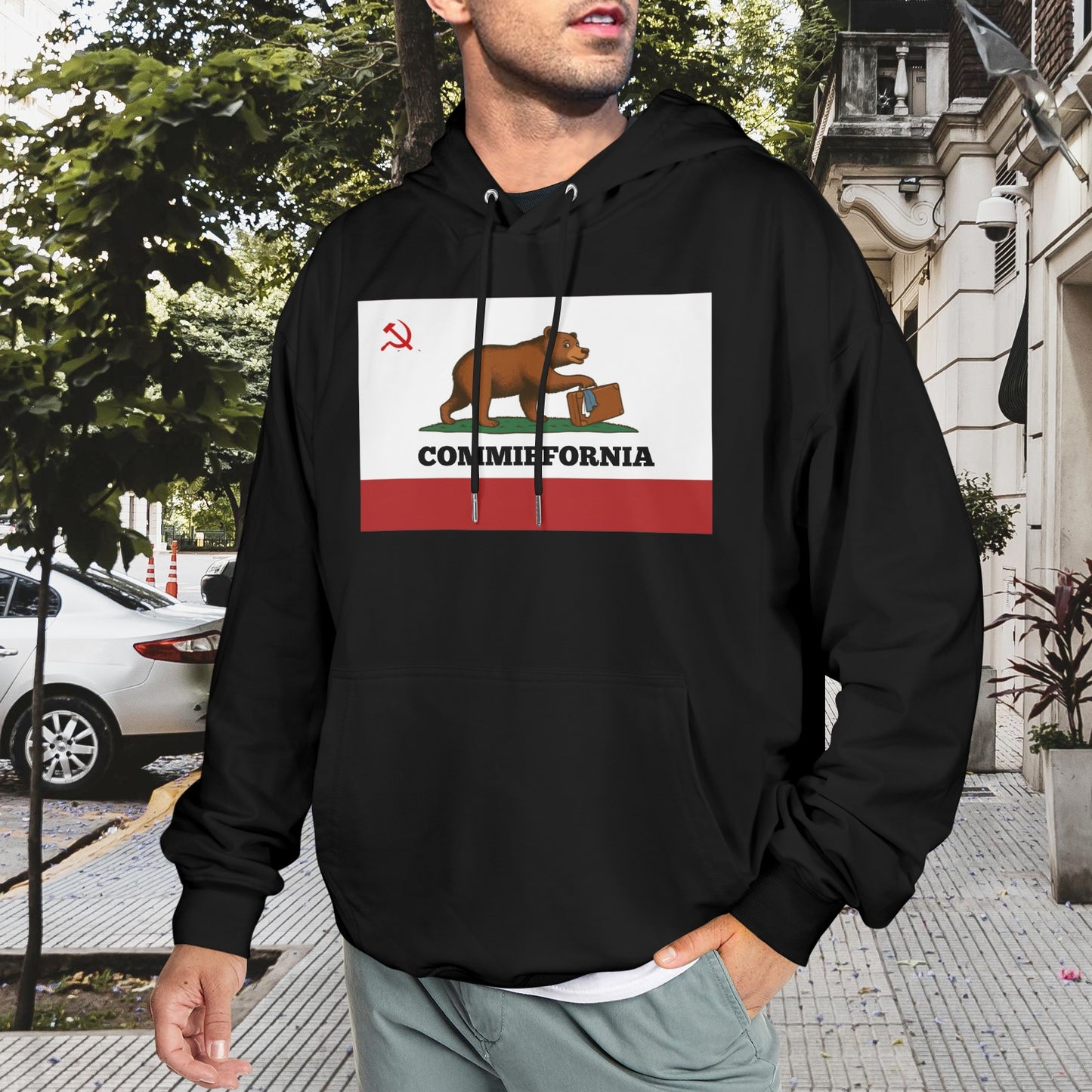 "COMMIEFORNIA" (California Flag Inspired) Men's Hoodie (Made in the USA)
