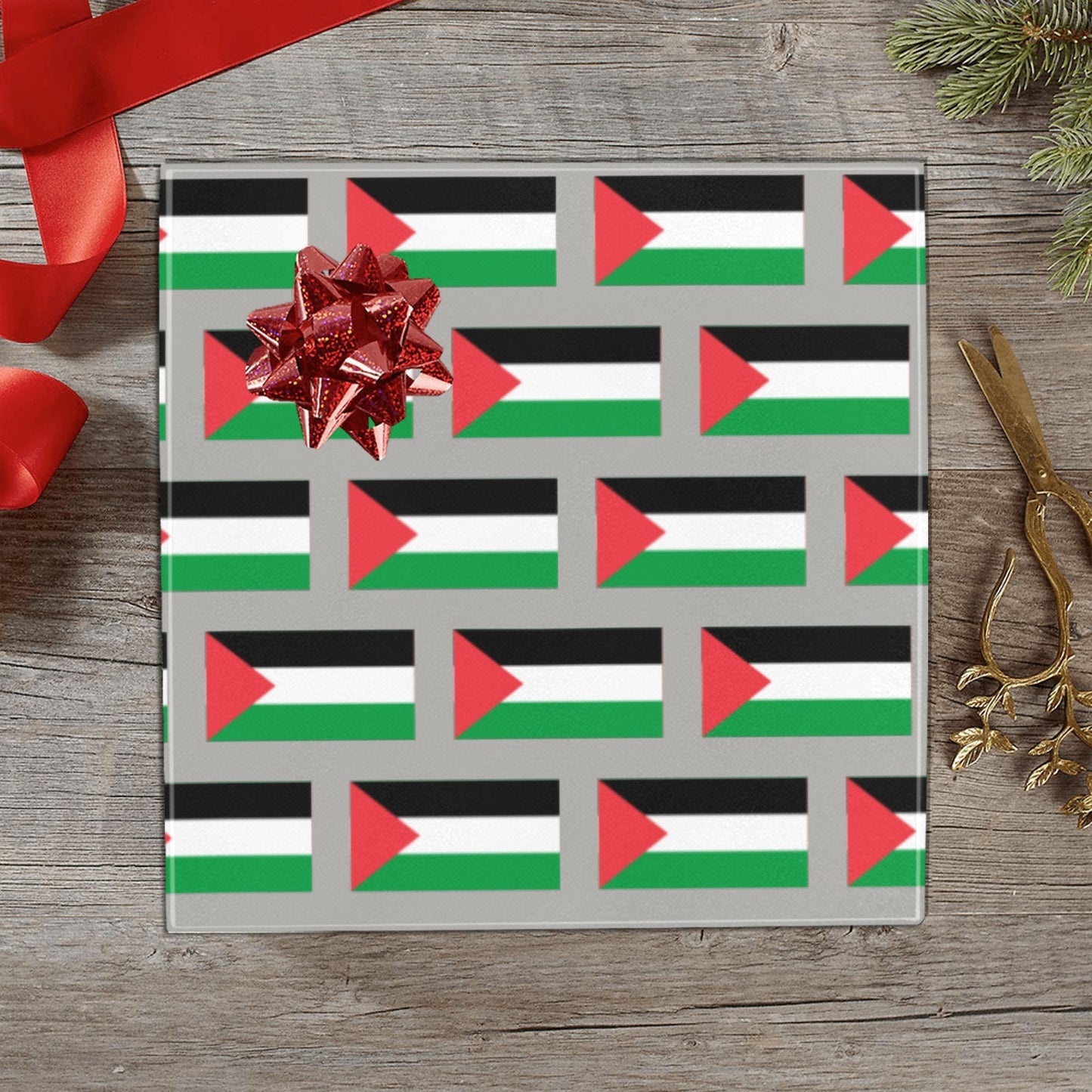 Palestine Flag Inspired Custom Gift Wrapping Paper 58"x 22.5" (4 Rolls)