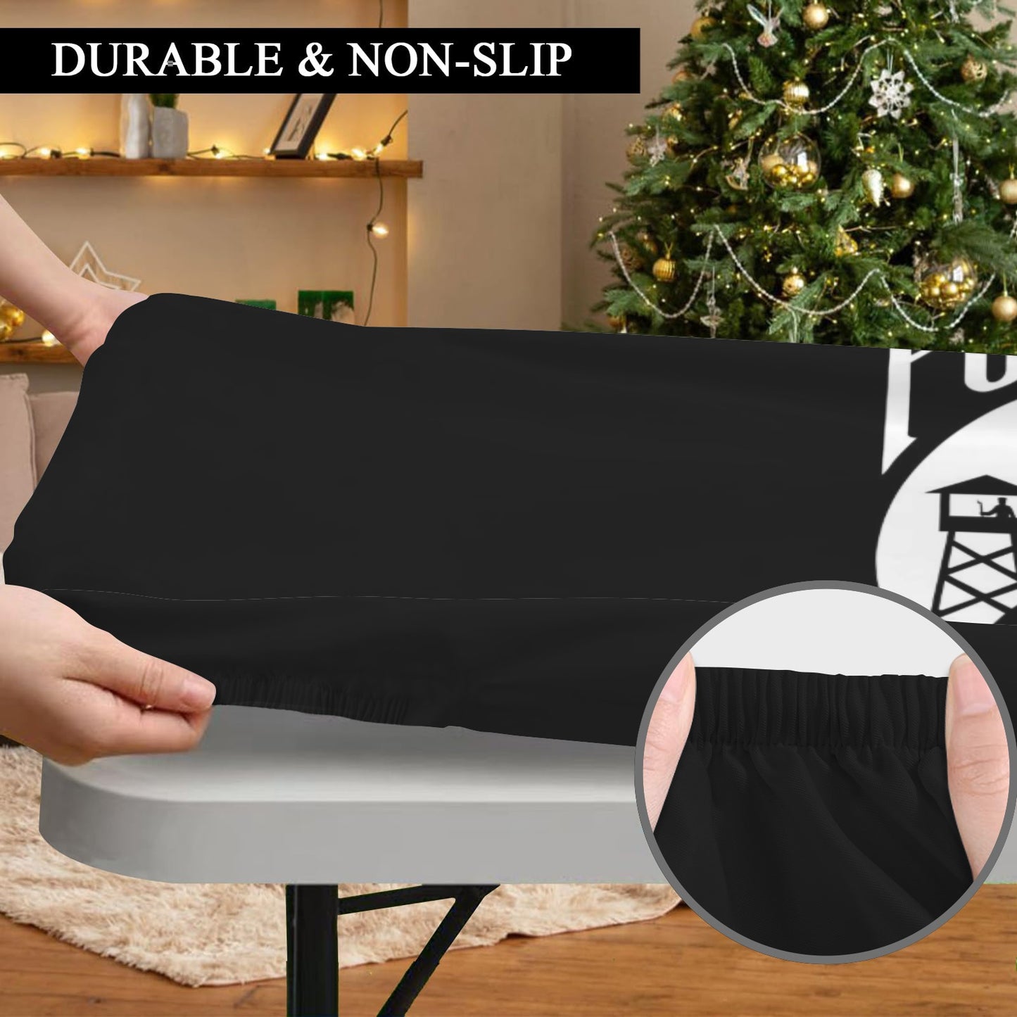 POW/MIA Flag Inspired Custom Elastic Fitted Tablecloth 72x30 inch (Made in the USA)