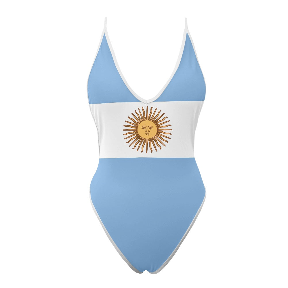 Argentina Flag Inspired One-Piece Thong Swimsuit