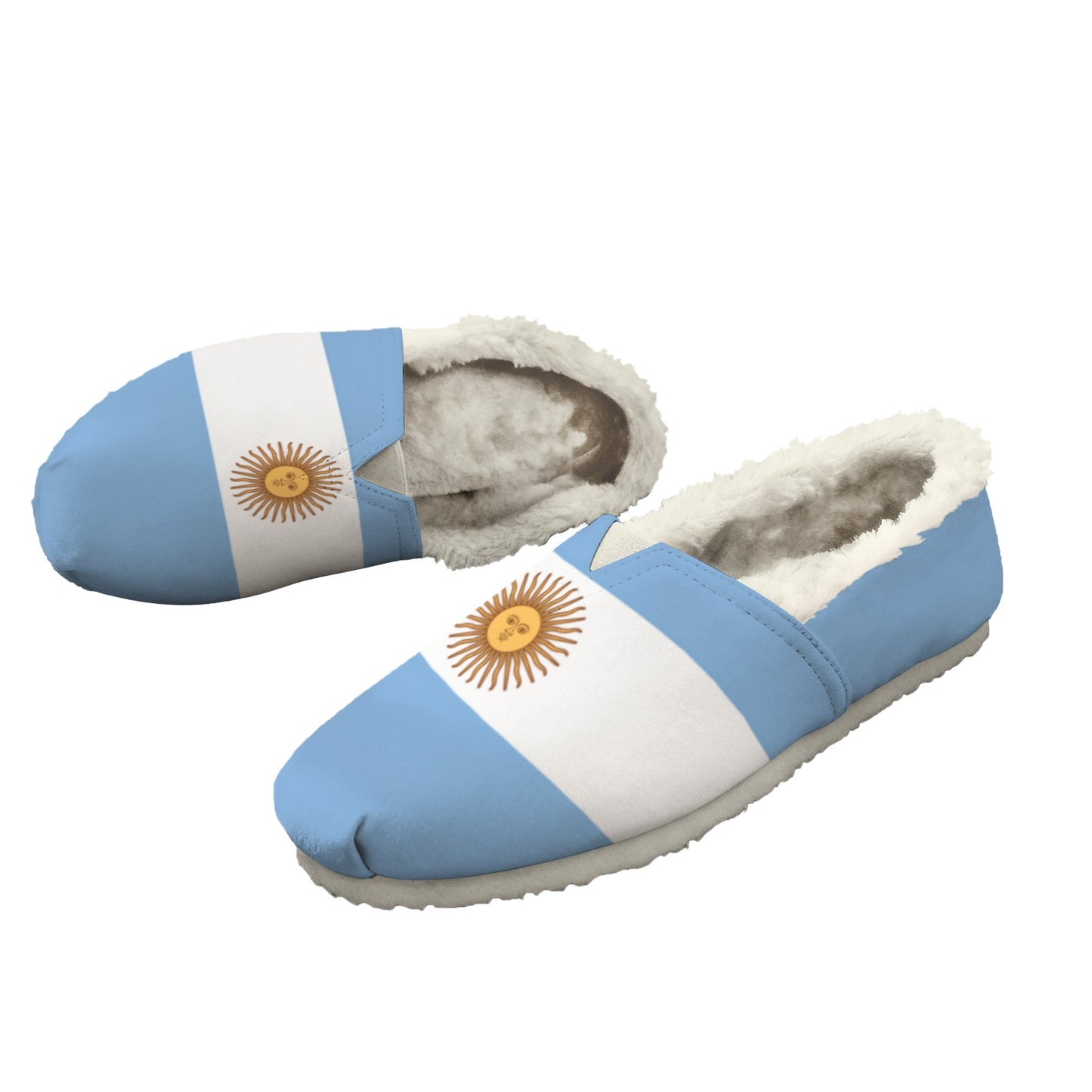 Argentina Flag Inspired Women's Fleece-Lined Canvas Slip-On