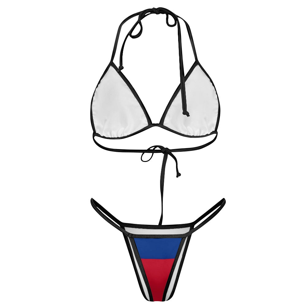 Colombia Flag Inspired Women's Triangle Bikini with Thong Bottom