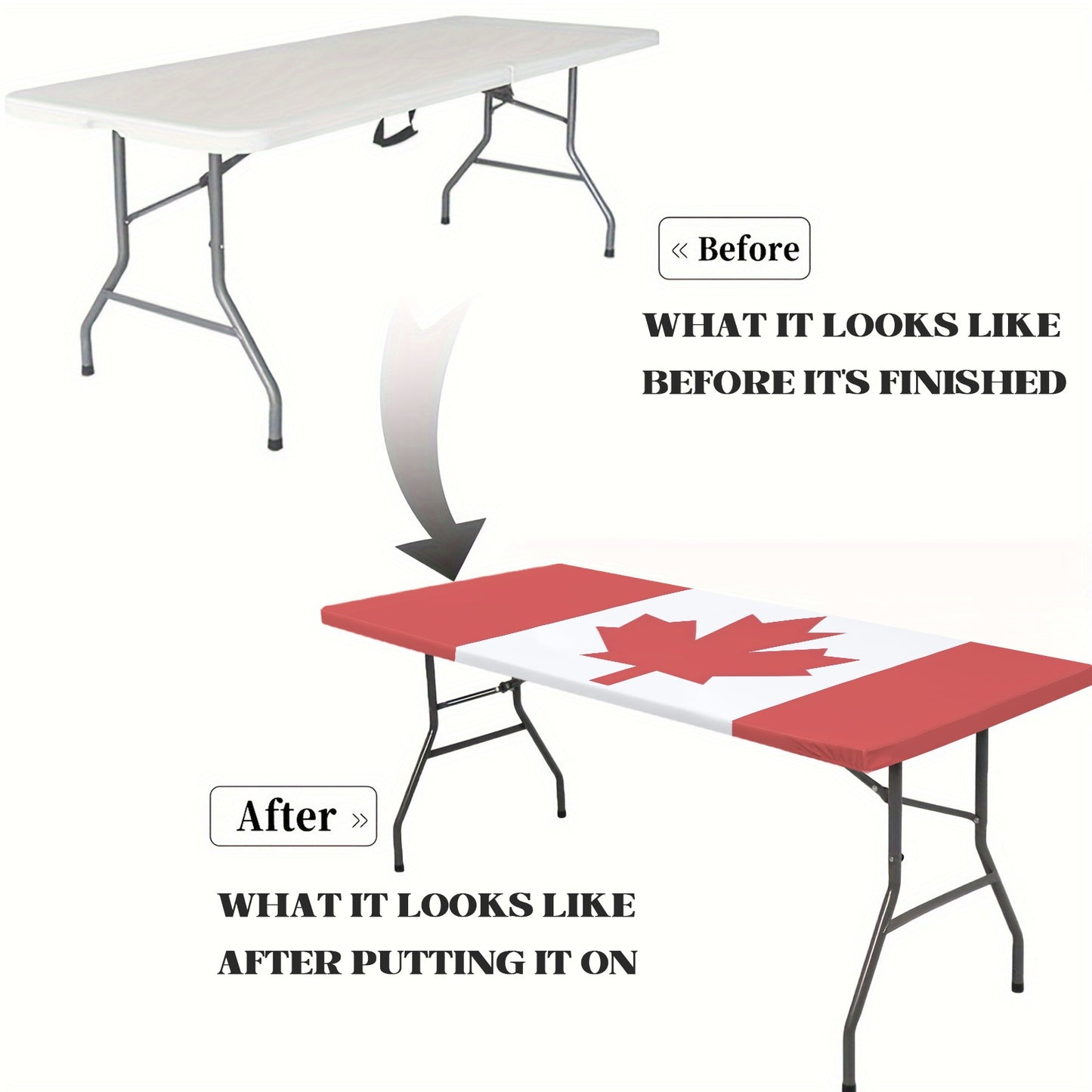 Canada Flag Inspired Custom Elastic Fitted Tablecloth 72x30 inch (Made in the USA)