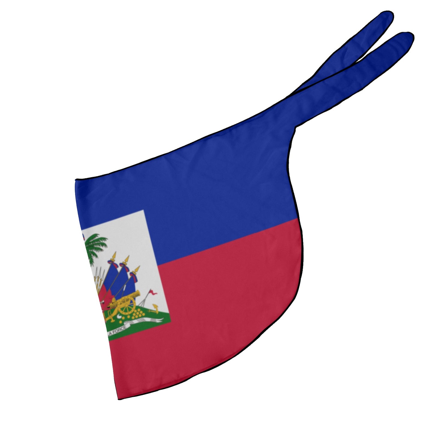 Haitian flag-inspired dog bandana by [Brand], vibrant colors featured.