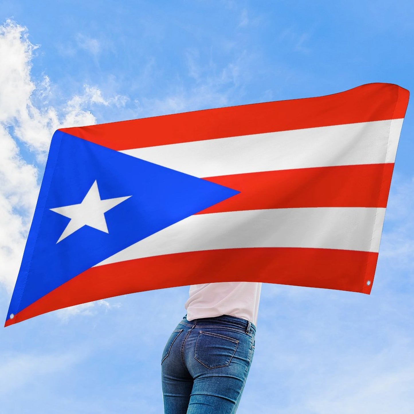 Puerto Rico Flag Inspired Wall Mount Flag with Four Grommets (35x59 in)