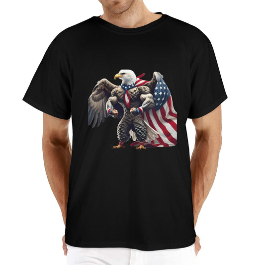 USA/American Flag Inspired Eagle with Cape Men's Heavy Cotton T-Shirt (Made in the USA)