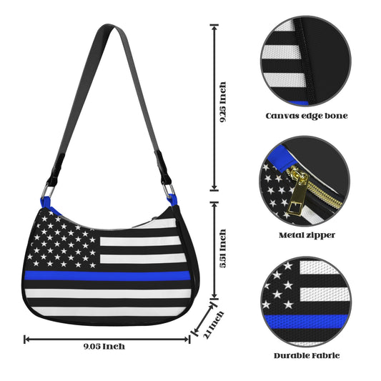 Thin Blue Line Flag Inspired Women's Shoulder Bag