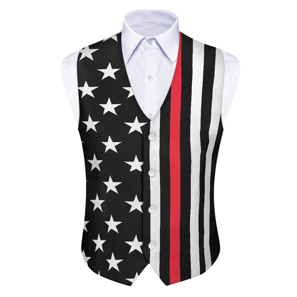 Thin Red Line Flag Inspired Suit vest jacket