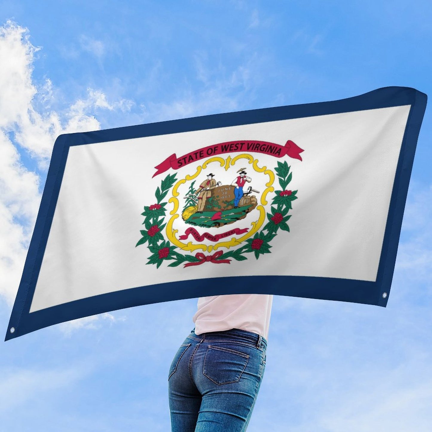 West Virginia Flag Inspired Wall Mount Flag with Four Grommets (35x59 in)