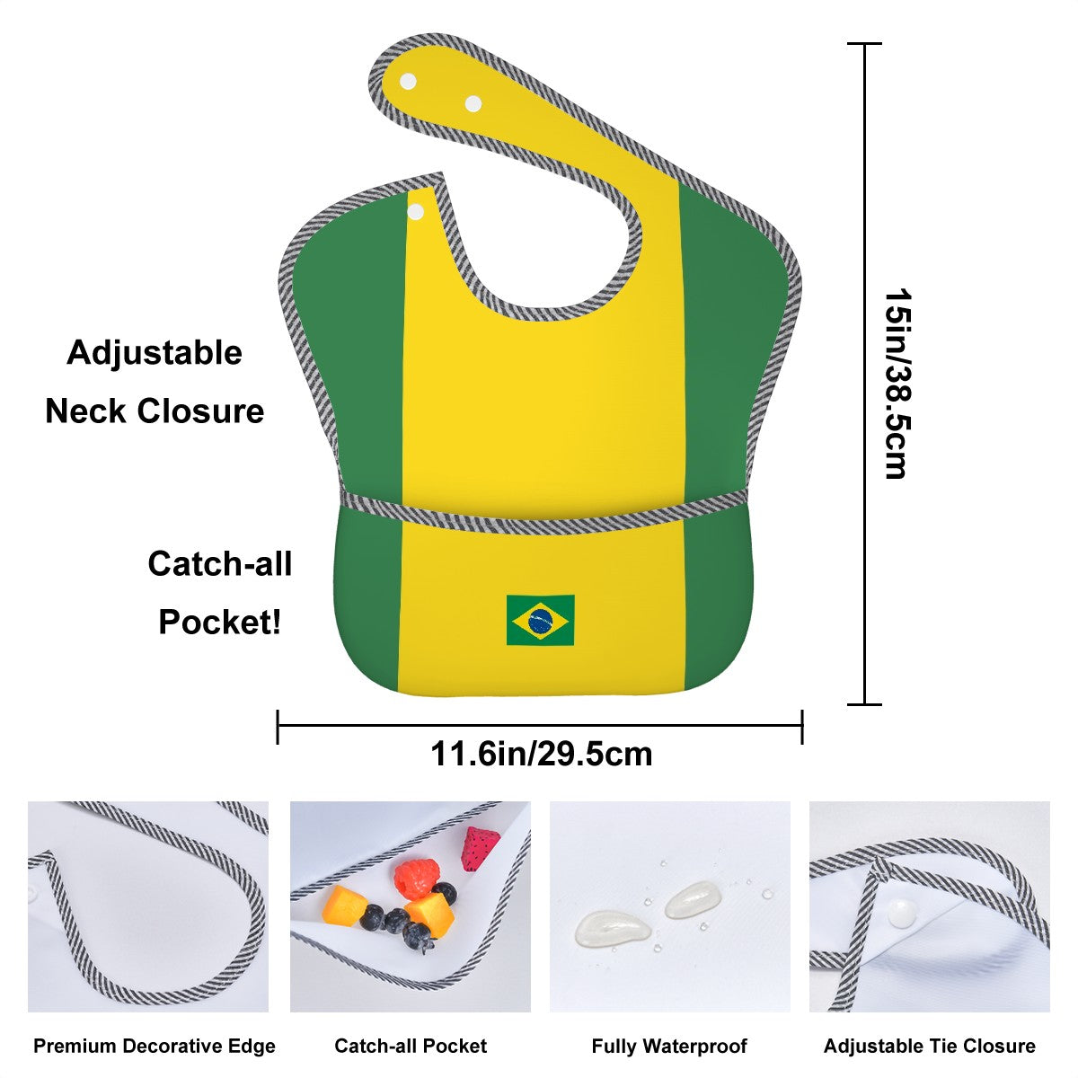 Brazil Flag Inspired Baby Bib
