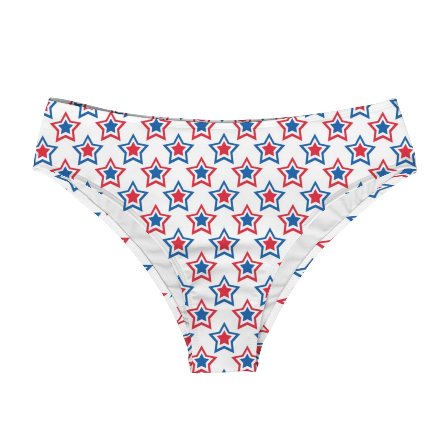 USA/American Flag Inspired Red, White & Blue Stars Pattern High-Waisted Bikini Bottom