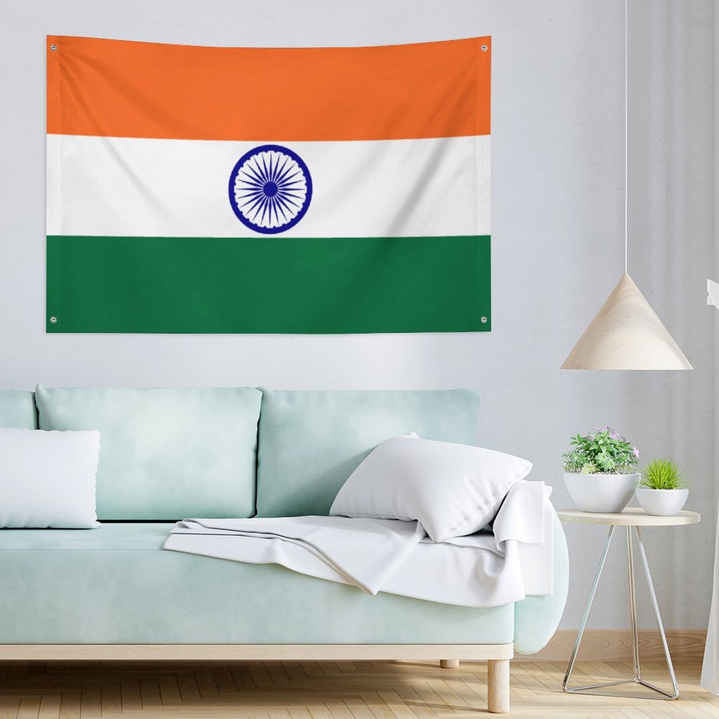 India Flag Inspired Wall Mount Flag with Four Grommets (35x59 in)