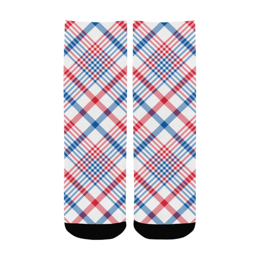 USA/American Flag Inspired Plaid Pattern Kid's Custom Socks (Made in the USA)