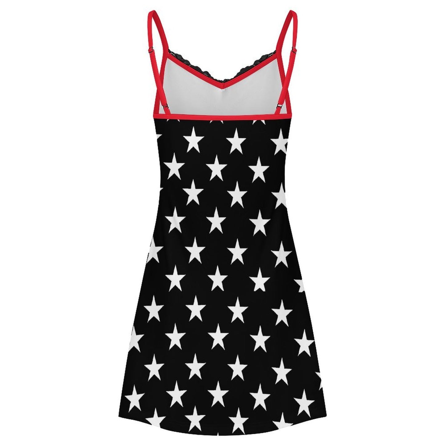 Thin Red Line Flag Inspired Style-2 Women's Lace Slit Cami Pajama Dress