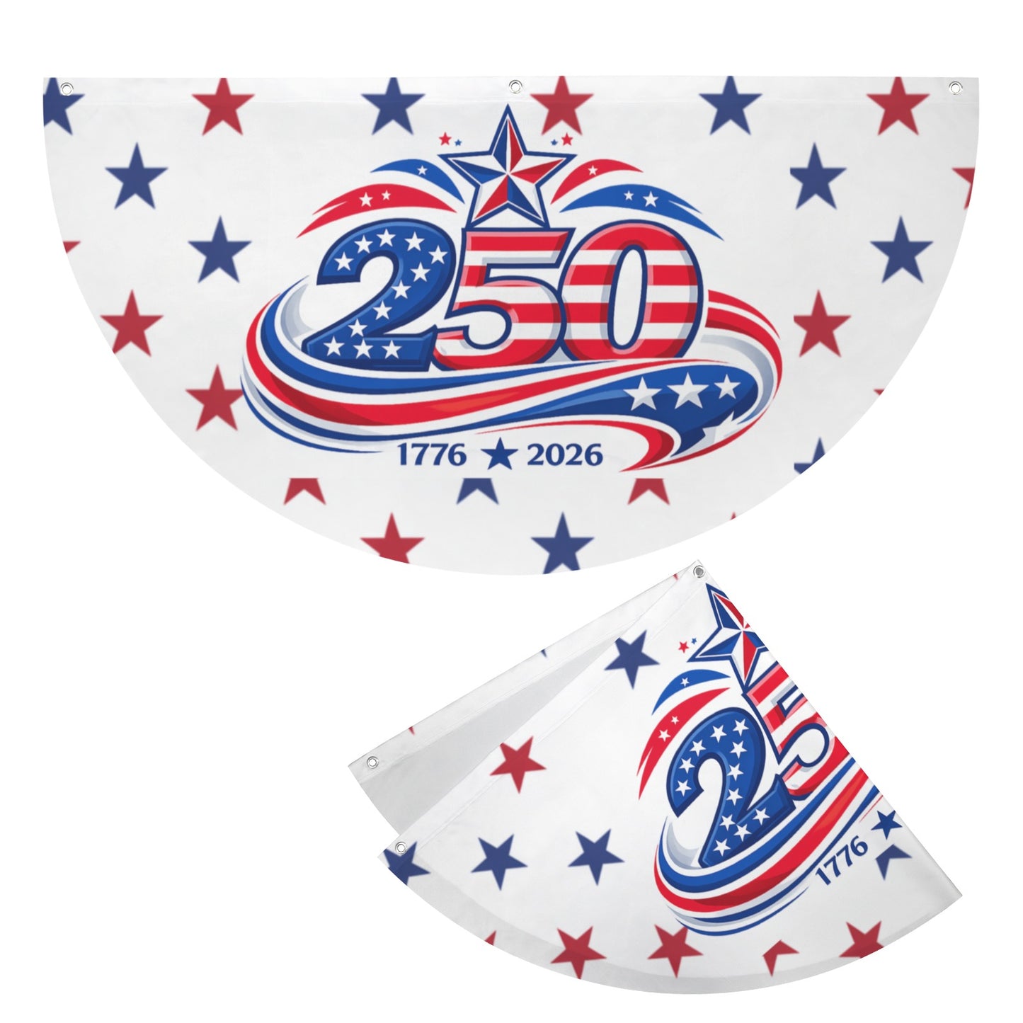 250th Anniversary of the USA Semi Circle Flag 72 x 36 inch Style-2 (Printed in the USA）