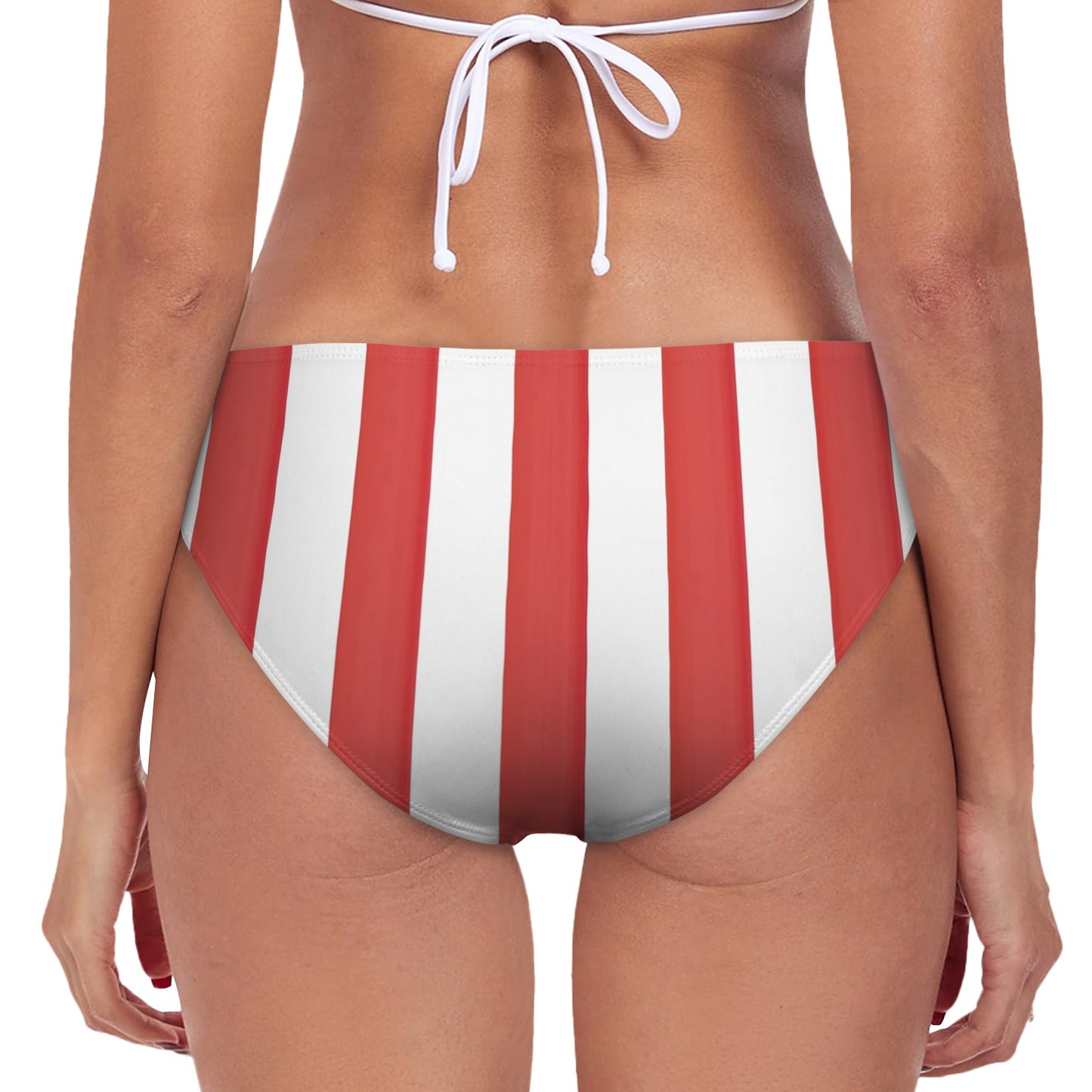 USA/American Flag Inspired Stripes Style-2 High-Waisted Bikini Bottom