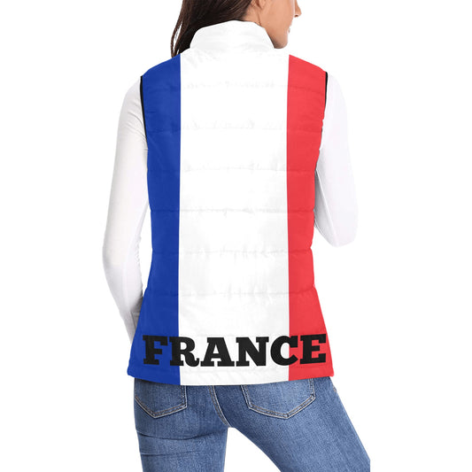 France Flag Inspired Women's Padded Vest