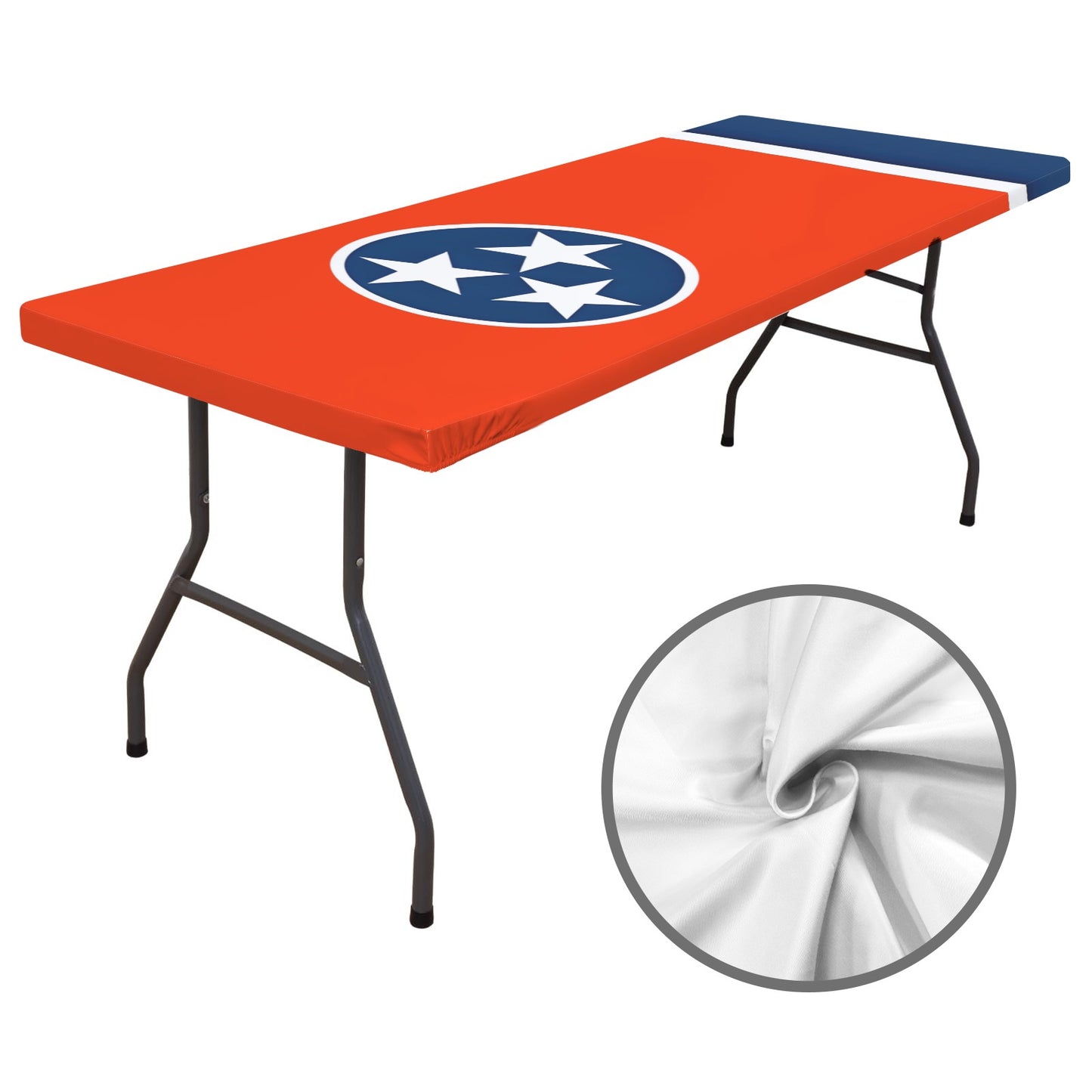 Tennessee Flag Inspired Custom Elastic Fitted Tablecloth 72x30 inch (Made in the USA)