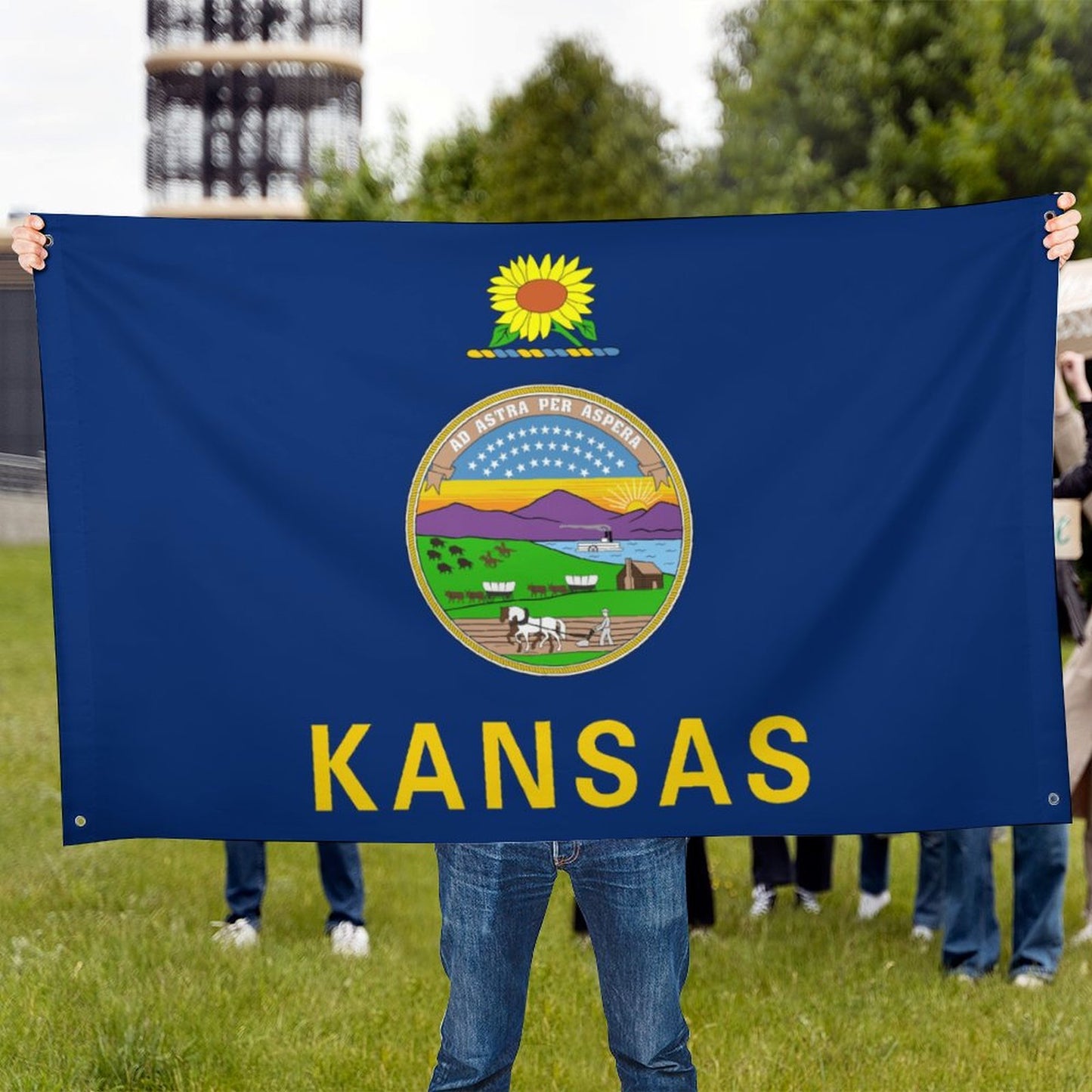 Kansas Flag Inspired Wall Mount Flag with Four Grommets (35x59 in)