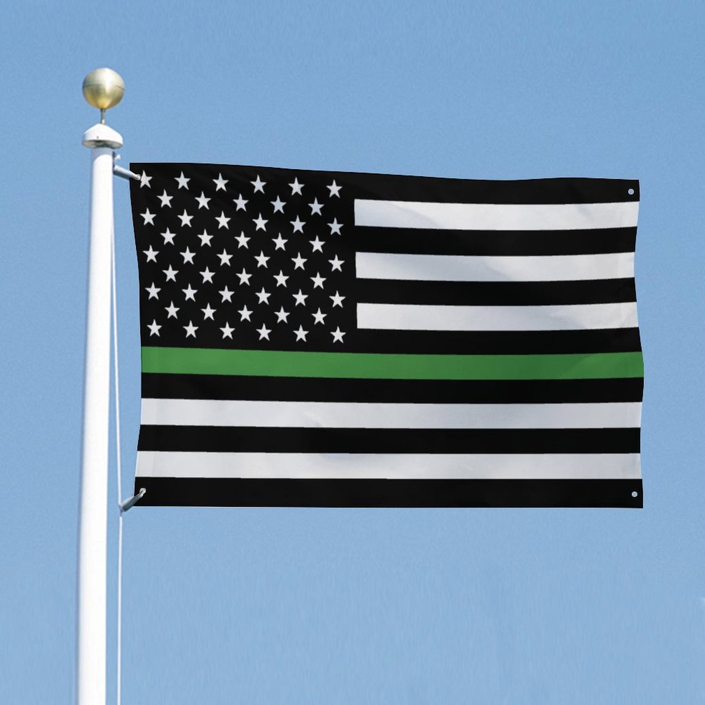 Thin Green Line Flag Inspired Wall Mount Flag with Four Grommets (35x59 in)