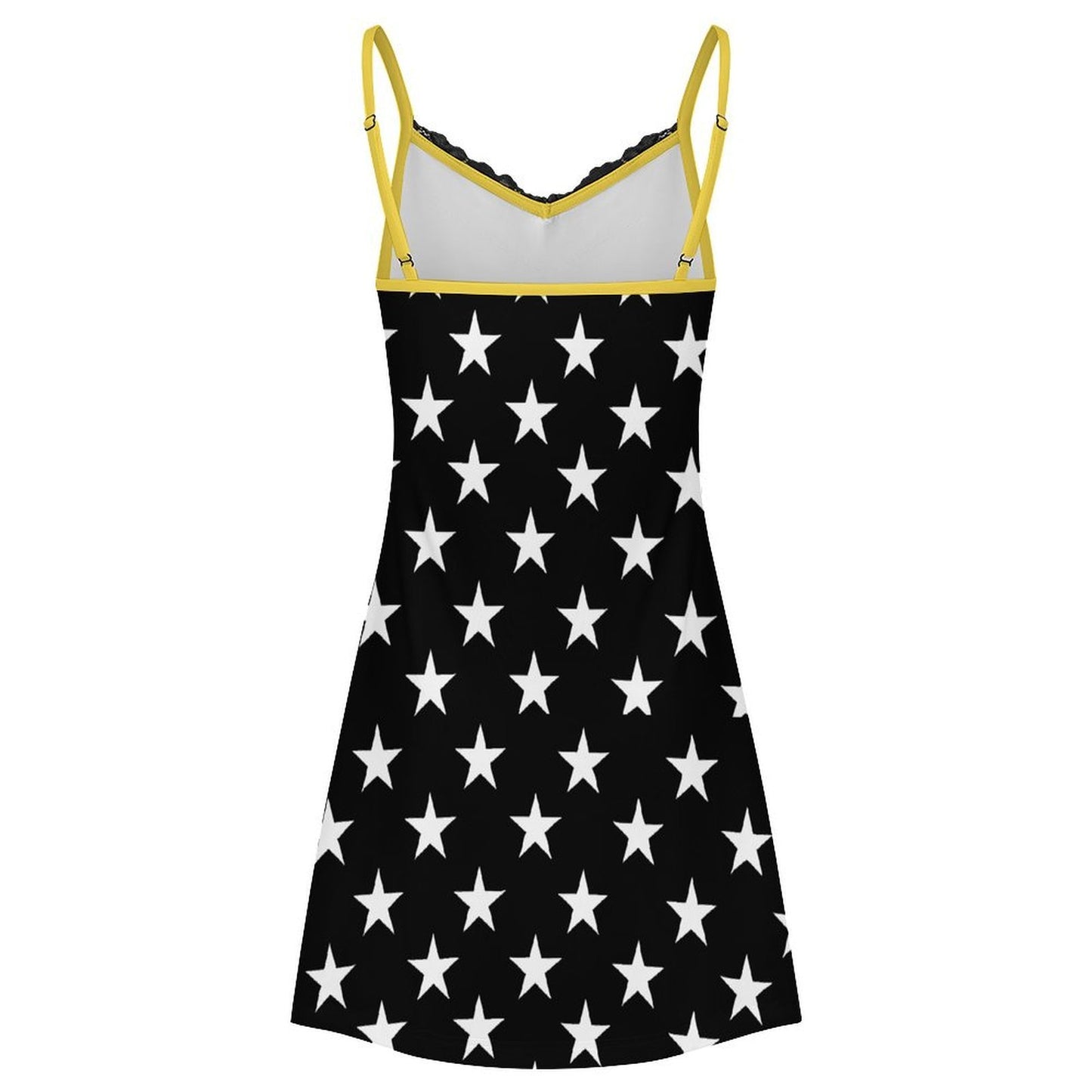 Thin Gold Line Flag Inspired Style-2 Women's Lace Slit Cami Pajama Dress