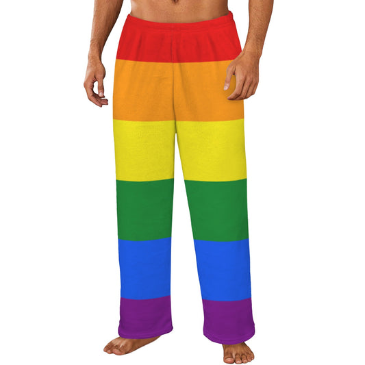 Rainbow Flag Inspired Men's Flannel Pajama Trousers Printed in the USA