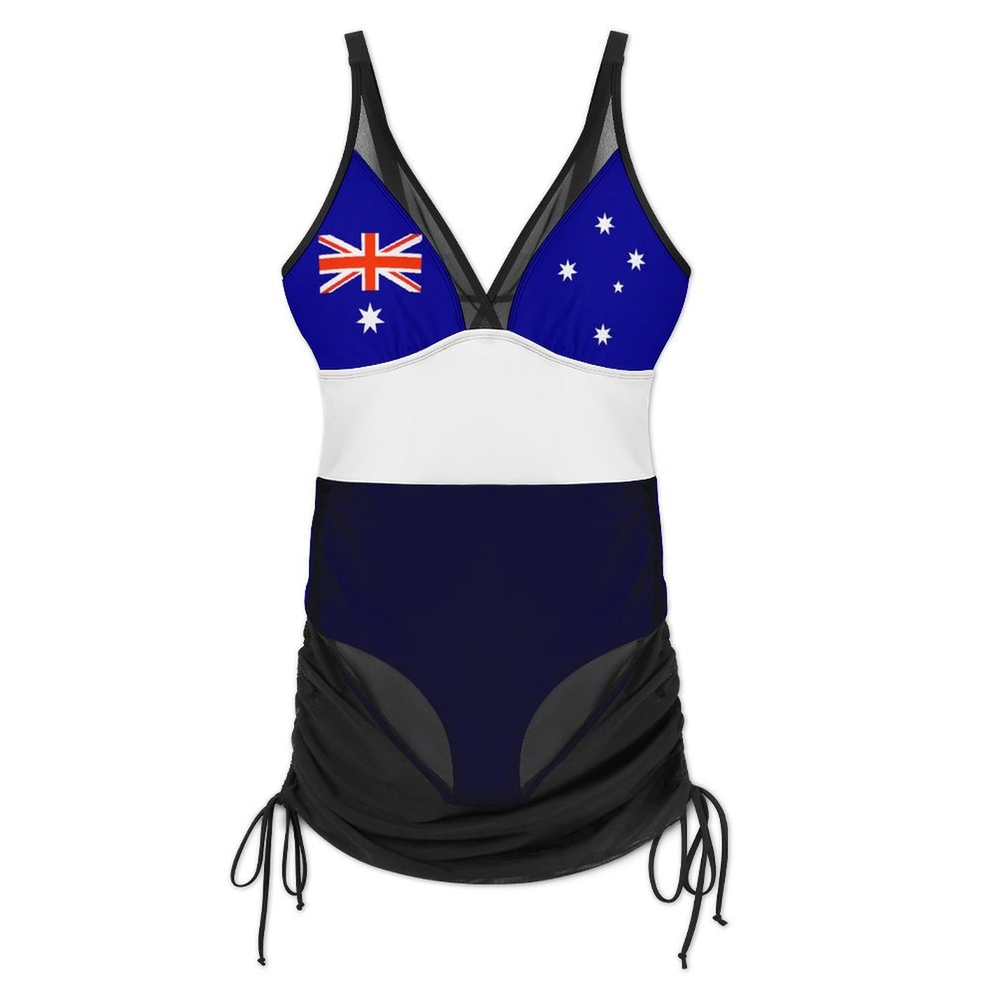 Australia Flag Inspired Women's Mesh Plunge One-Piece Swimsuit