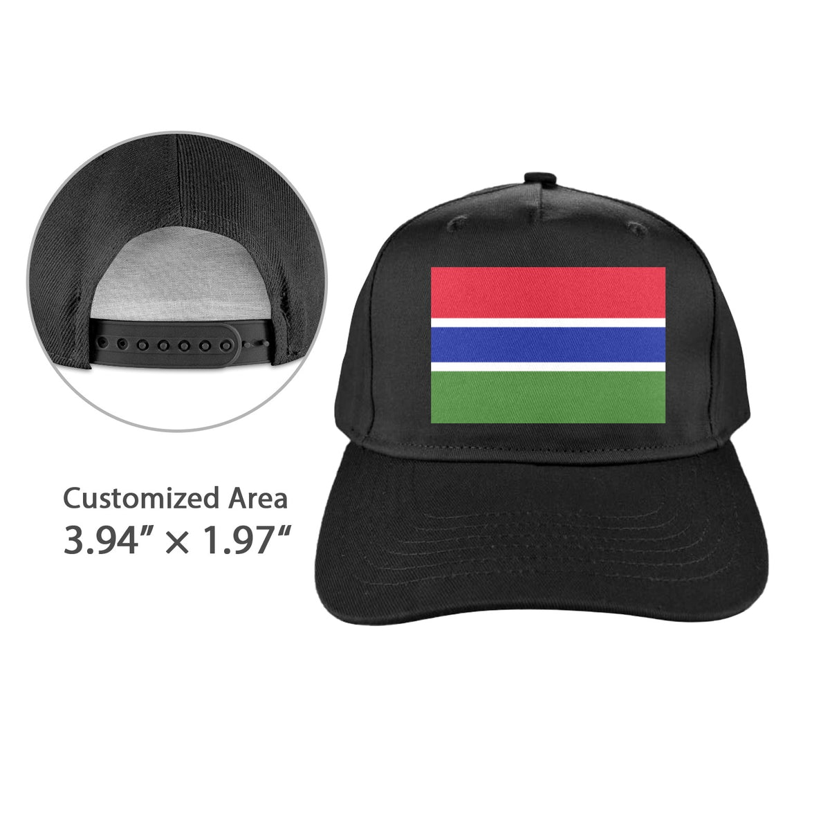 Gambia Flag Inspired Baseball Cap | Printed in the USA