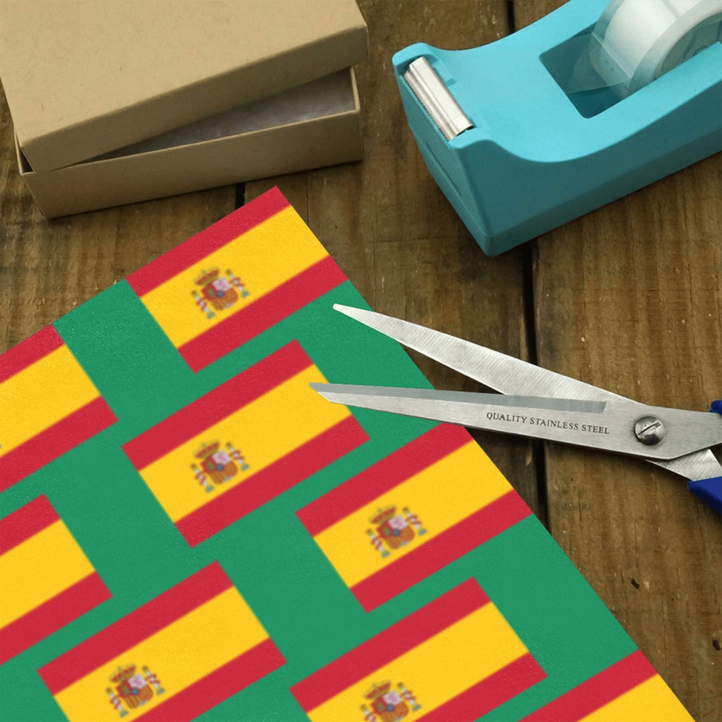 Spain Flag Inspired Custom Gift Wrapping Paper 58"x 22.5" (4 Rolls)