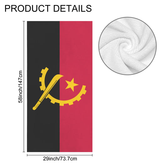 Angola Flag Inspired Custom Bath Towel 29"x58"(Made in USA)