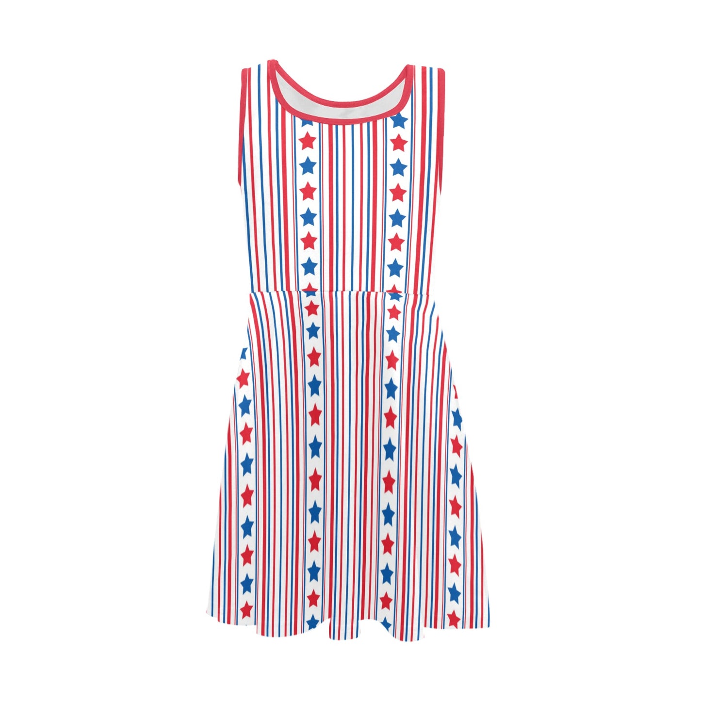 USA/American Flag Inspired Stars & Stripes Pattern Girls' Sleeveless Sundress | Ships from USA