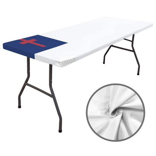Christian Flag Inspired Custom Elastic Fitted Tablecloth 72x30 inch (Made in the USA)