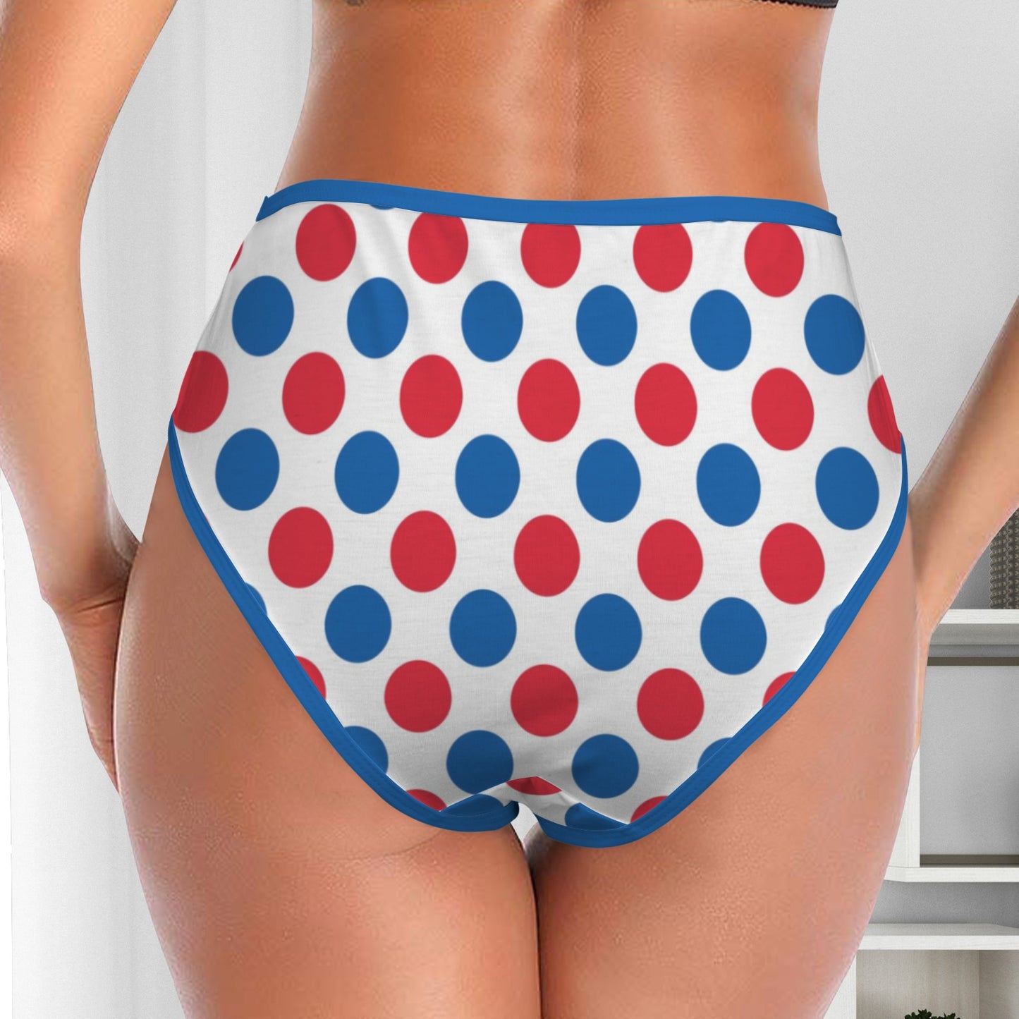 USA/American Flag Inspired Polka Dot Pattern Women's High Waisted Brief