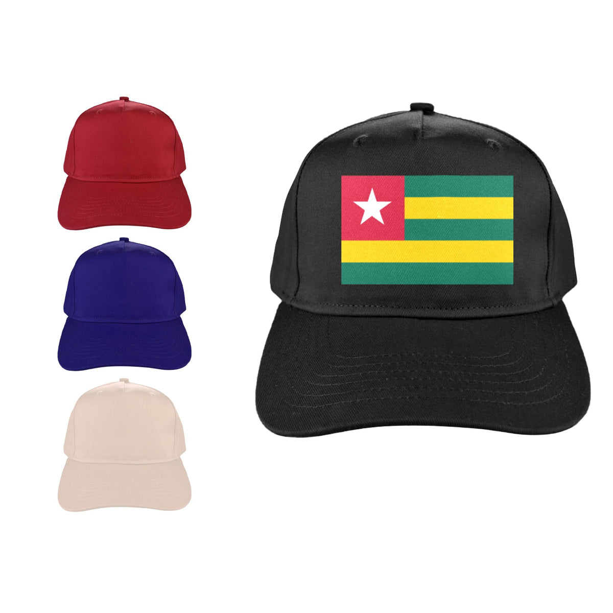Togo Flag Inspired Baseball Cap | Printed in the  USA