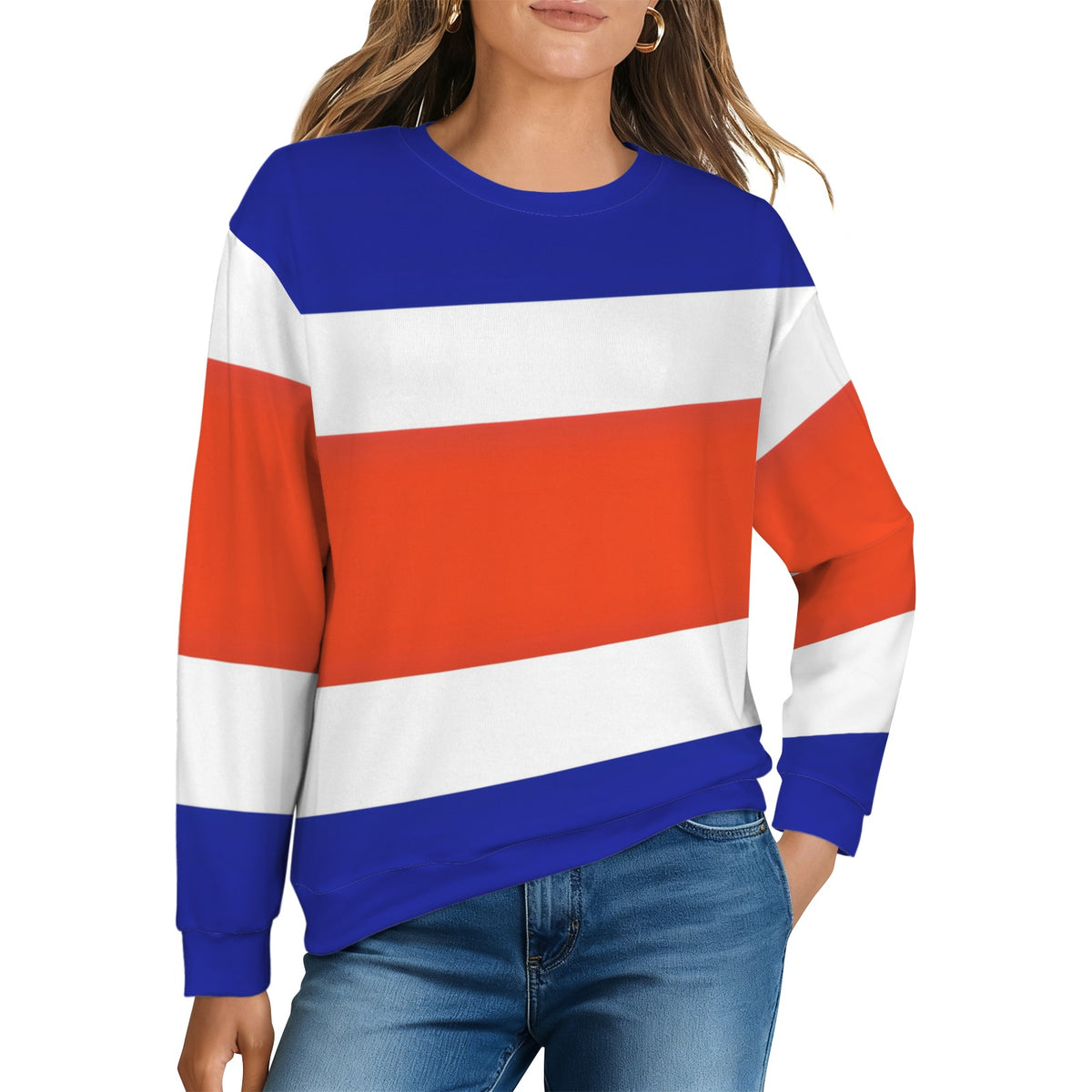 Costa Rica Flag Inspired Women's Crew Neck Sweater Printed in the USA